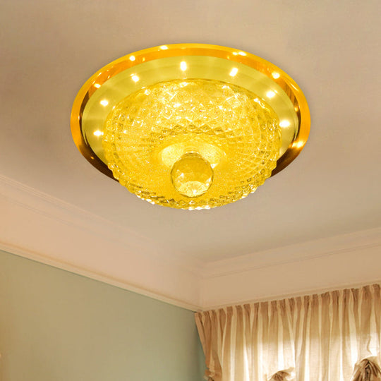 Modern Prismatic Crystal Led Flush Ceiling Light Fixture - Tan/Silver Bowl Design Tan