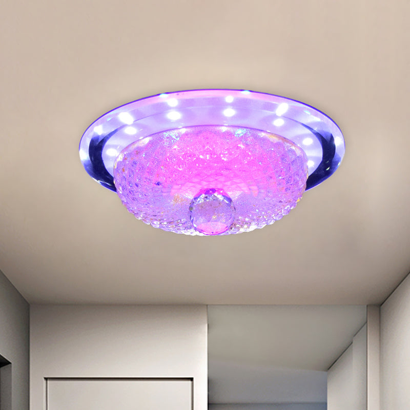 Modern Prismatic Crystal Led Flush Ceiling Light Fixture - Tan/Silver Bowl Design