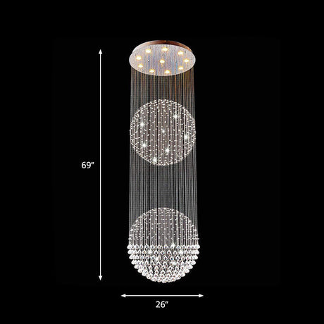 Contemporary Silver Crystal Ceiling Light Fixture - Flush Mount 10 Lights