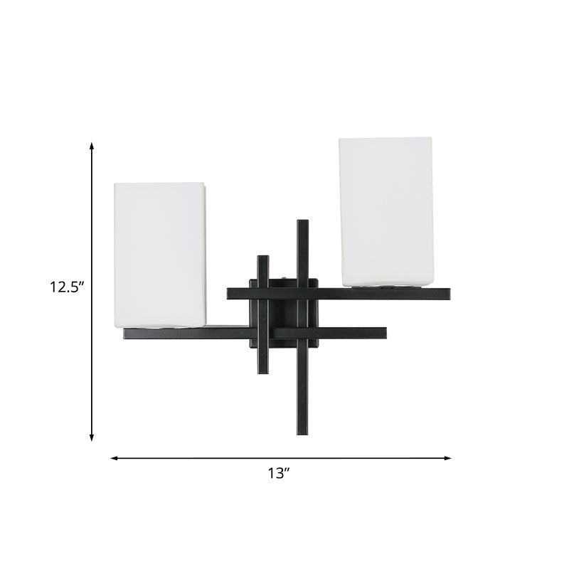 Rustic White/Clear Glass Wall Sconce With Straight Arm For Living Room