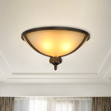 Antique Black Flush Mount Ceiling Light With Frosted Glass For Bedroom