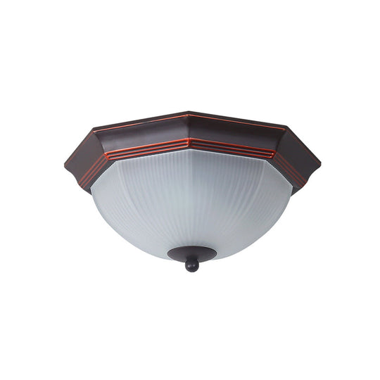 Retro Prismatic White Glass Octagon Flush Mount Ceiling Light - 3-Light Black
