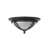 Antique Milk Glass Flush Mount Light With Metal Cage Frame - Black Finish 4 Bulb Lamp