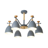 Contemporary Cone Chandelier Pendant Light - Metal 3/6/8 Lights Grey/White/Green Bedroom Lighting