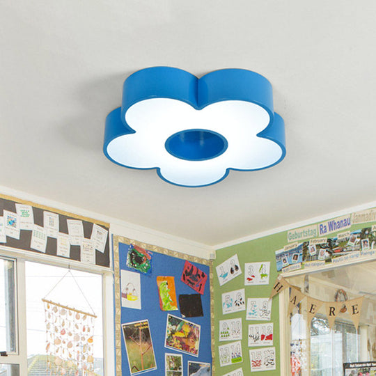Colorful Acrylic Flower Led Ceiling Light For Kindergarten Blue