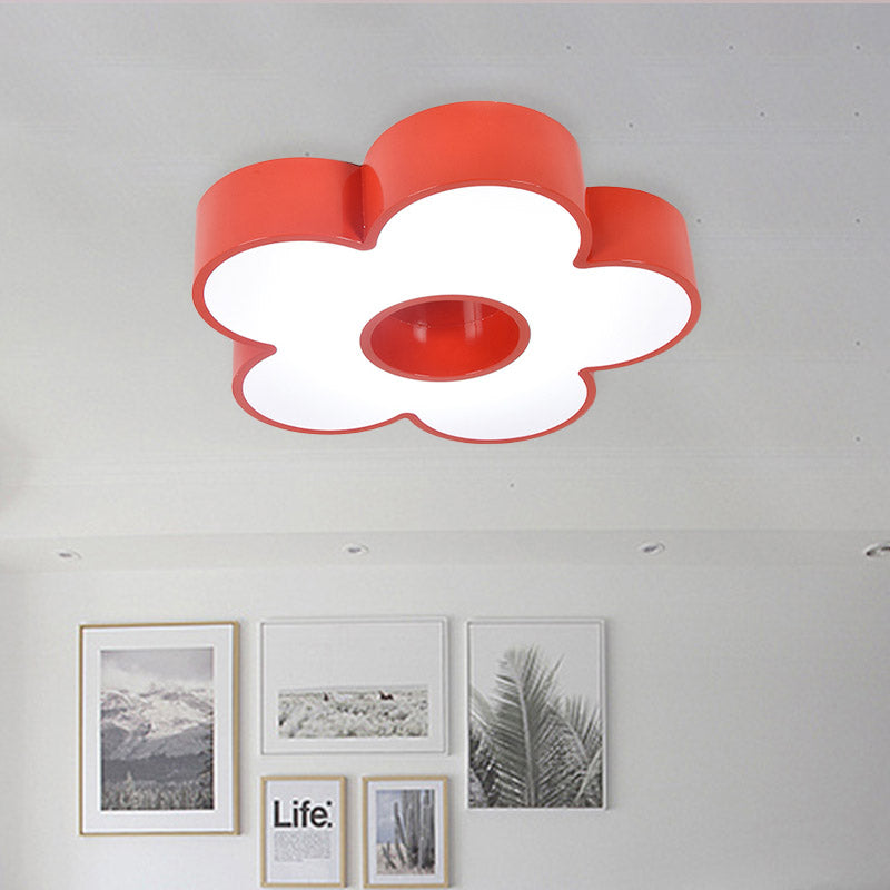 Colorful Acrylic Flower Led Ceiling Light For Kindergarten Red