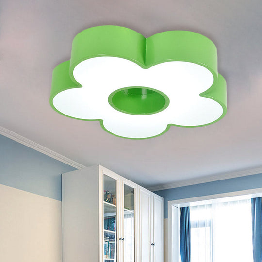 Colorful Acrylic Flower Led Ceiling Light For Kindergarten Green