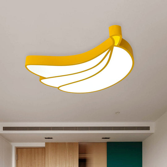Contemporary Led Flush Mount Light Fixture With Acrylic Shade - White Grape/Banana/Apple Theme / D
