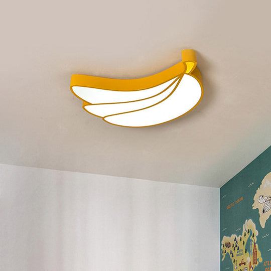 Contemporary Led Flush Mount Light Fixture With Acrylic Shade - White Grape/Banana/Apple Theme