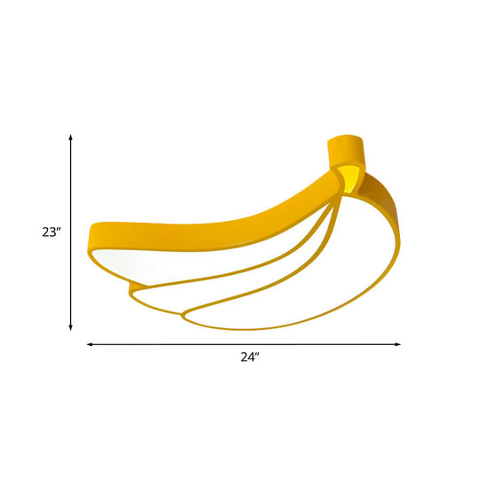 Contemporary Led Flush Mount Light Fixture With Acrylic Shade - White Grape/Banana/Apple Theme