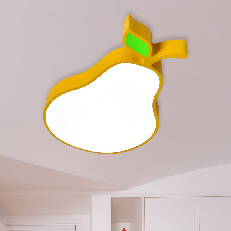 Contemporary Led Flush Mount Light Fixture With Acrylic Shade - White Grape/Banana/Apple Theme / C