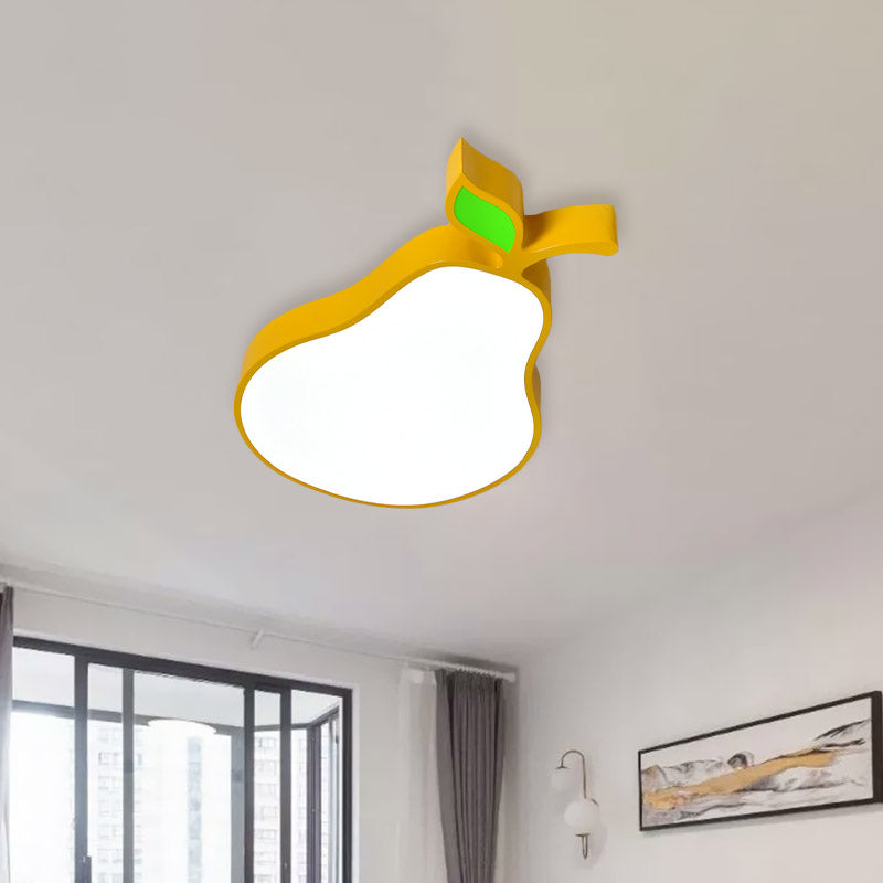 Contemporary Led Flush Mount Light Fixture With Acrylic Shade - White Grape/Banana/Apple Theme