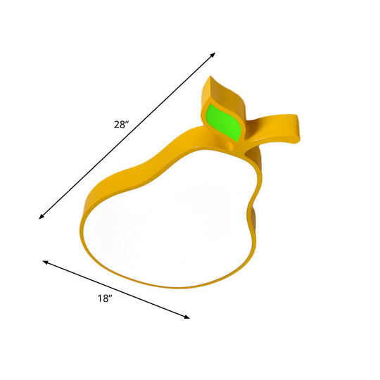 Contemporary Led Flush Mount Light Fixture With Acrylic Shade - White Grape/Banana/Apple Theme