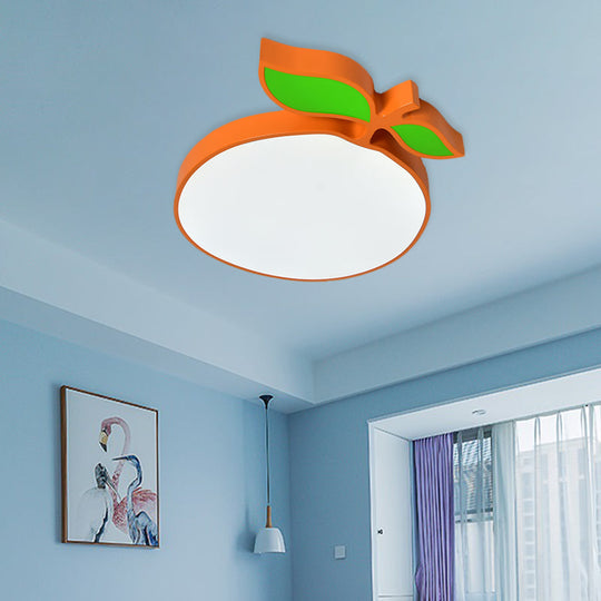 Contemporary Led Flush Mount Light Fixture With Acrylic Shade - White Grape/Banana/Apple Theme