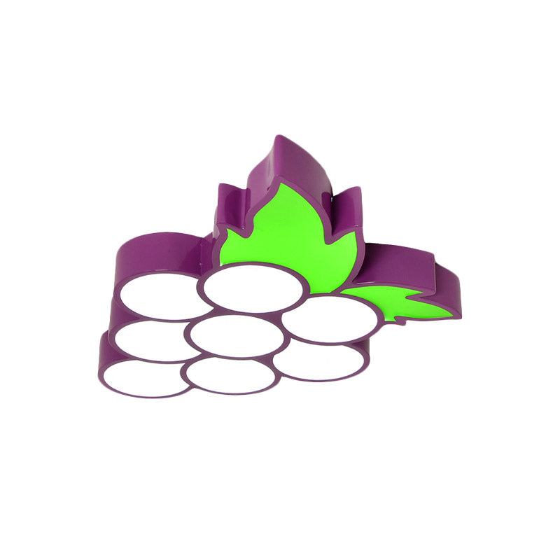 Contemporary Led Flush Mount Light Fixture With Acrylic Shade - White Grape/Banana/Apple Theme