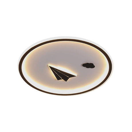 Metal Paper Plane And Cloud Flushmount Led Black Ceiling Light In Warm/White