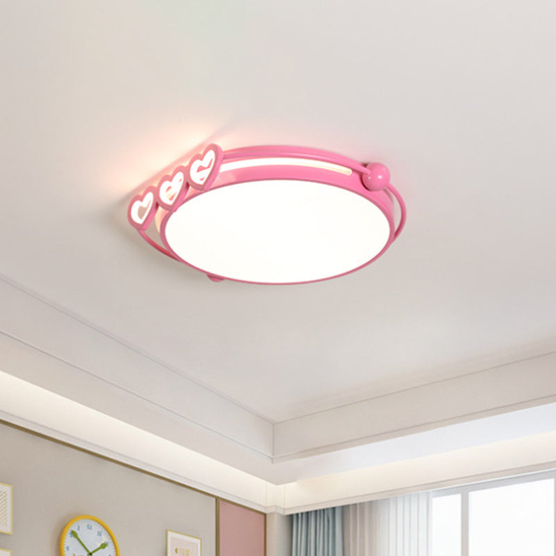 Led Halo Ceiling Light With Acrylic Shade And Heart Decor In Pink/Blue Pink