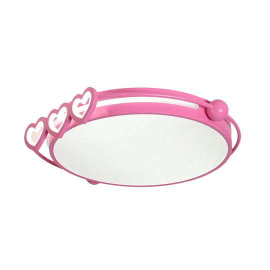 Led Halo Ceiling Light With Acrylic Shade And Heart Decor In Pink/Blue