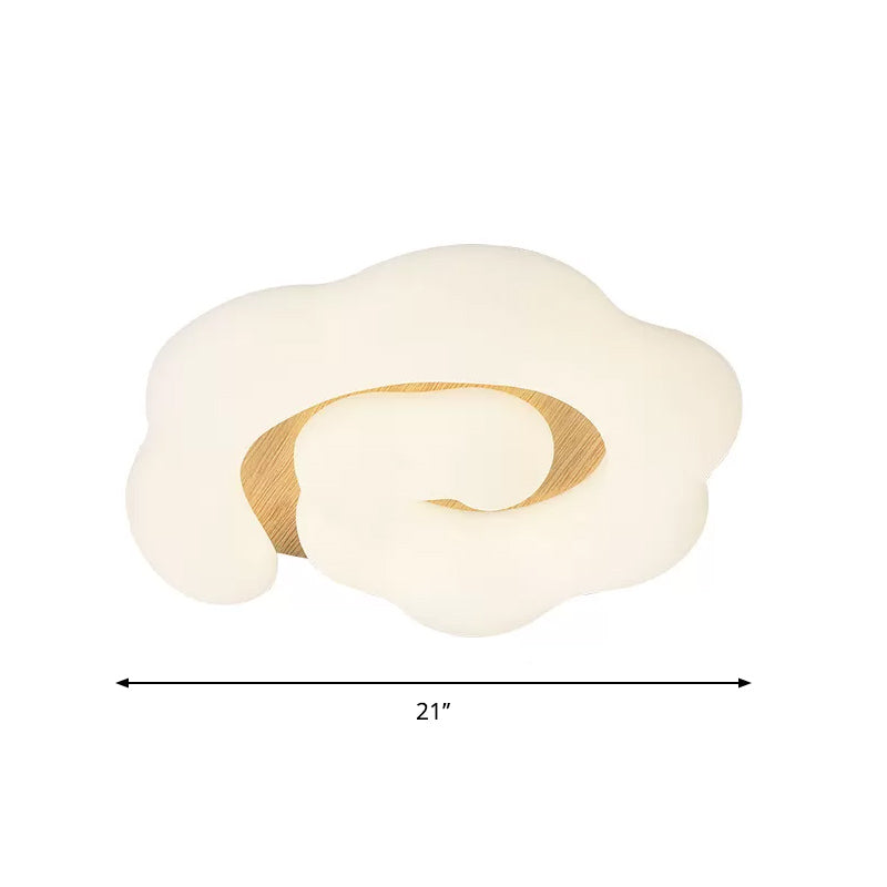 Wooden Cloud Led Ceiling Light For Children’s Bedroom - Nordic Style Flush Mount Lighting