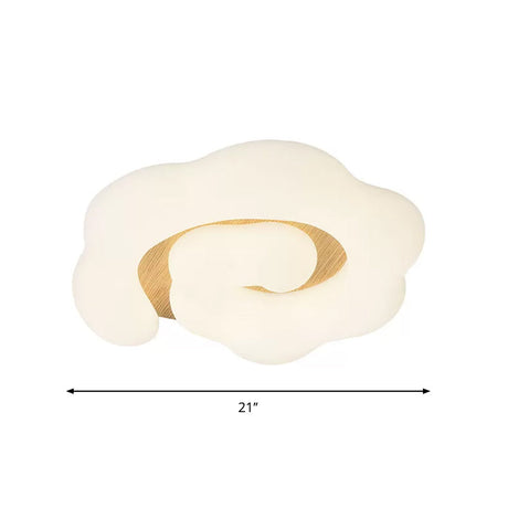 Wooden Cloud Led Ceiling Light For Childrens Bedroom - Nordic Style Flush Mount Lighting