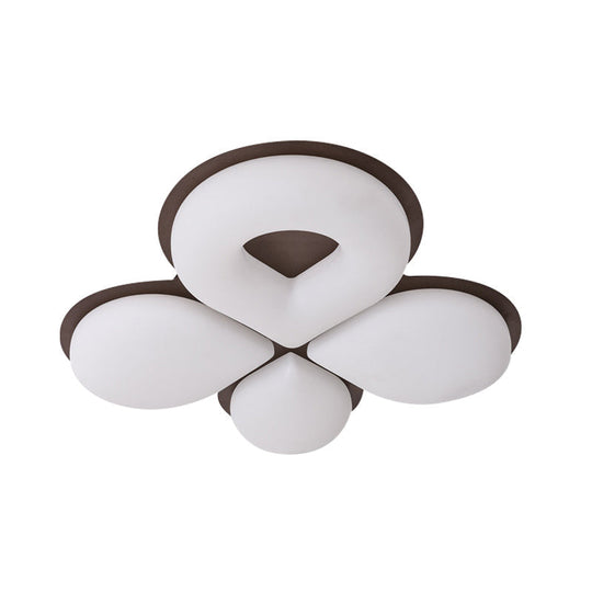 Children’s Bedroom Led Flush Mount Light Fixture In Grey/White/Coffee - Cute Flower Design