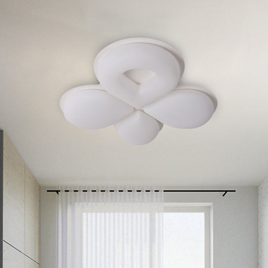 Children’s Bedroom Led Flush Mount Light Fixture In Grey/White/Coffee - Cute Flower Design White