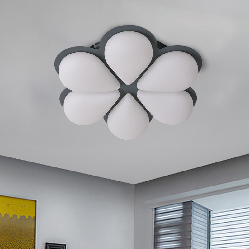 Kid’s Led Flush Mount Ceiling Light In Grey/White/Coffee For Bedroom Grey