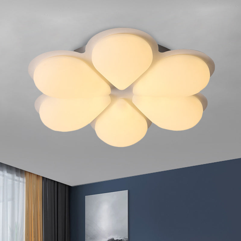 Kid’s Led Flush Mount Ceiling Light In Grey/White/Coffee For Bedroom White