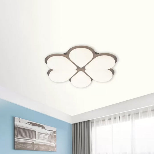 Kids Led Flush Mount Ceiling Light In Grey/White/Coffee For Bedroom
