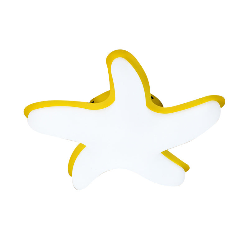 Children’s Starfish Led Nursery Ceiling Light - Grey/Pink/Yellow Flush Mount Fixture