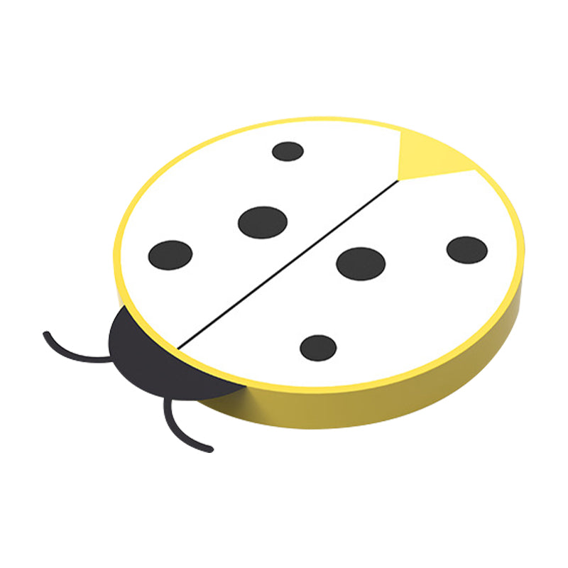 Ladybug Cartoon Led Flush Mount Light Fixture - Fun Acrylic Red/Yellow Flushmount Lighting For