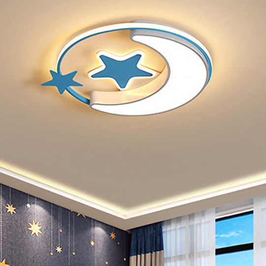 Nordic Led Ceiling Lamp For Children’s Bedroom With Star And Moon Design In Gold Pink Or Blue