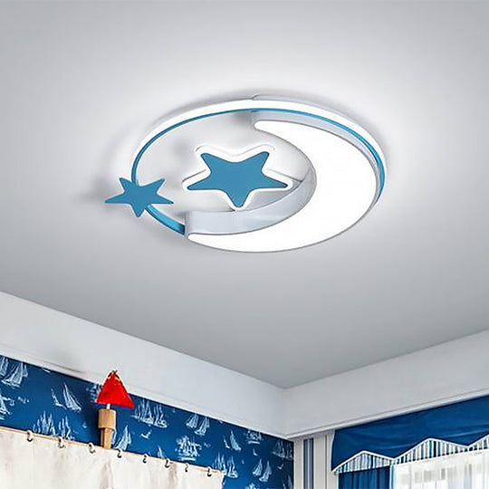 Nordic Led Ceiling Lamp For Children’s Bedroom With Star And Moon Design In Gold Pink Or Blue
