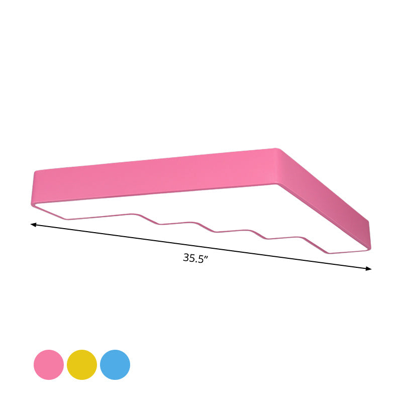 Kids Led Acrylic Flush Mount Ceiling Lamp In Blue/Pink/Yellow With Ladder Design