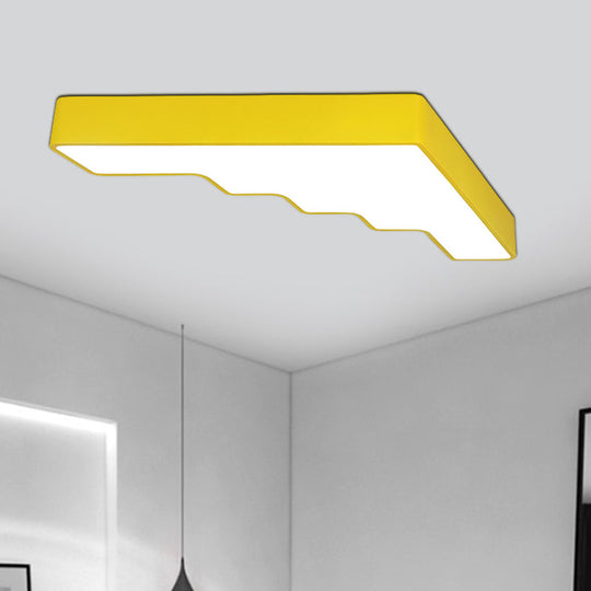 Kids Led Acrylic Flush Mount Ceiling Lamp In Blue/Pink/Yellow With Ladder Design Yellow
