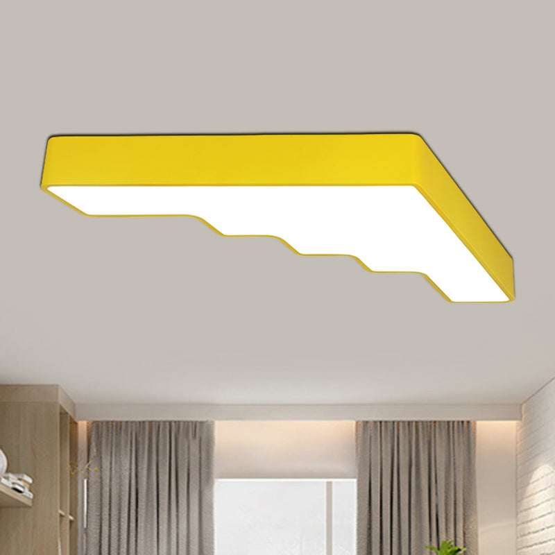 Kid’s Led Acrylic Flush Mount Ceiling Lamp In Blue/Pink/Yellow With Ladder Design