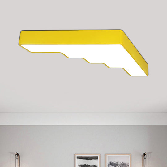Kid’s Led Acrylic Flush Mount Ceiling Lamp In Blue/Pink/Yellow With Ladder Design