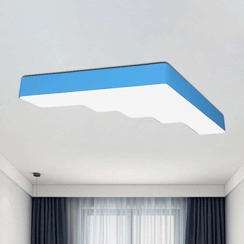 Kid’s Led Acrylic Flush Mount Ceiling Lamp In Blue/Pink/Yellow With Ladder Design Blue