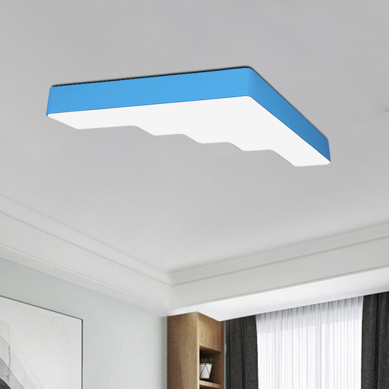 Kid’s Led Acrylic Flush Mount Ceiling Lamp In Blue/Pink/Yellow With Ladder Design