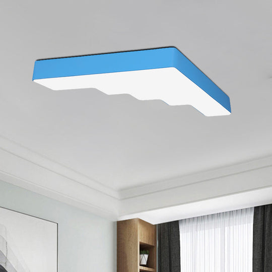 Kid’s Led Acrylic Flush Mount Ceiling Lamp In Blue/Pink/Yellow With Ladder Design