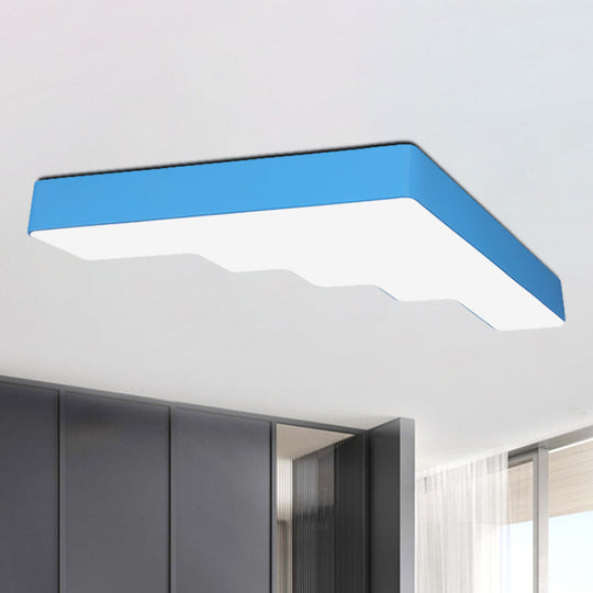 Kids Led Acrylic Flush Mount Ceiling Lamp In Blue/Pink/Yellow With Ladder Design
