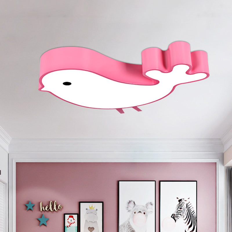 Led Bird-Like Flush Light Fixture With Acrylic Shade - Cartoon Style Blue/Pink/Yellow Finish