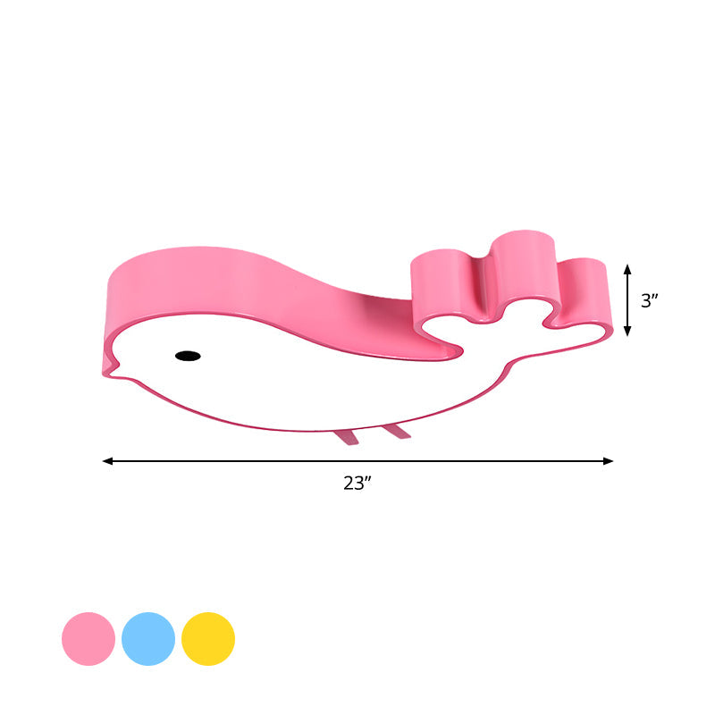 Led Bird - Like Flush Light Fixture With Acrylic Shade - Cartoon Style Blue/Pink/Yellow Finish