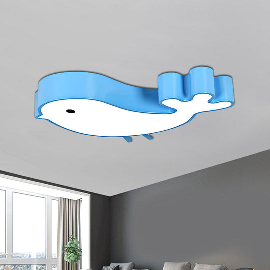 Led Bird - Like Flush Light Fixture With Acrylic Shade - Cartoon Style Blue/Pink/Yellow Finish
