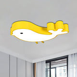 Led Bird-Like Flush Light Fixture With Acrylic Shade - Cartoon Style Blue/Pink/Yellow Finish Yellow