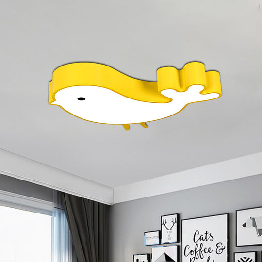 Led Bird-Like Flush Light Fixture With Acrylic Shade - Cartoon Style Blue/Pink/Yellow Finish