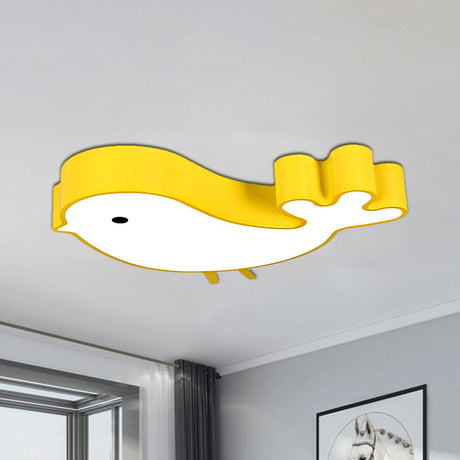 Led Bird-Like Flush Light Fixture With Acrylic Shade - Cartoon Style Blue/Pink/Yellow Finish