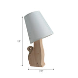 3D Dinosaur/Cat Cartoon Nightstand Lamp With Fabric Barrel Shade - White Wood Base 1 Bulb