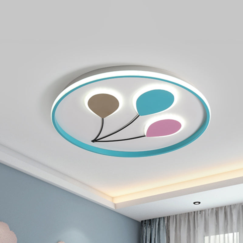 Blue Led Flush Ceiling Lamp Fixture With Cartoon Design - 3-Balloon Acrylic Mount Light In