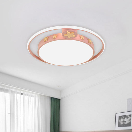 Round Flush Mounted Acrylic Led Ceiling Lamp In Pink/White/Gray – Perfect For Bedroom Lighting Pink